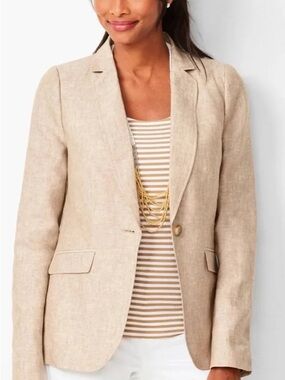 Talbots Linen Blazer Natural Classic